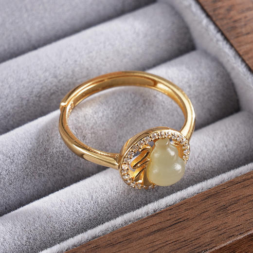 子佩集S925银【凝安】青玉戒指【WSA5315】和田玉镀金2401 商品图1