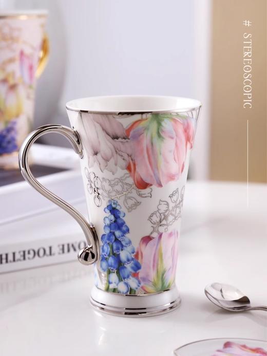 轻奢ins田园陶瓷马克杯带盖勺水杯男家用杯子女简约创意个性潮流 商品图4