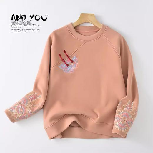 A3910 冬季新款加厚国风防风盘扣休闲百搭显瘦圆领卫衣女 商品图4