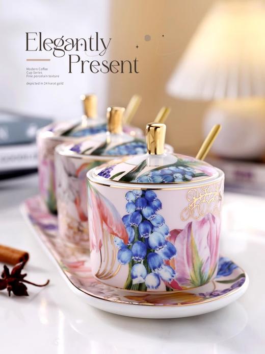 诺轩郁金香轻奢陶瓷调料罐四件套 商品图4