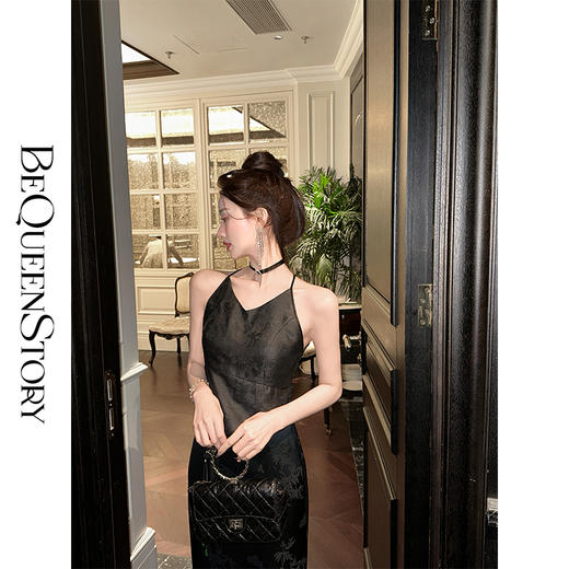 BeQueenStory【浮华世界】100桑蚕丝香云纱时髦性感蕾丝提花吊带女 商品图0