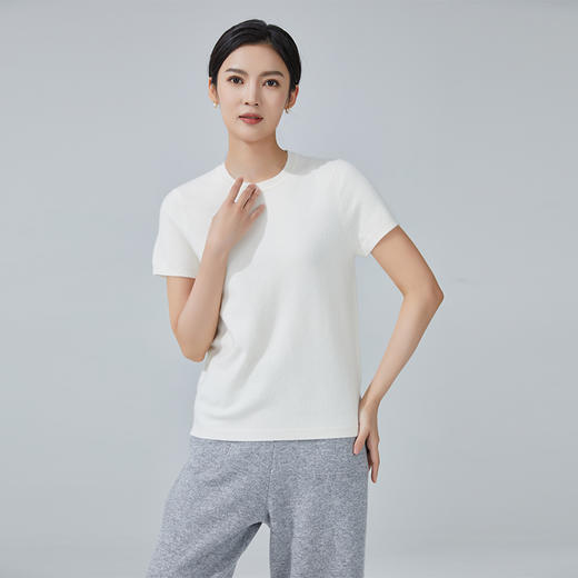 东黎 • 小山羊绒女士秋冬圆领修身短袖 3494 商品图2