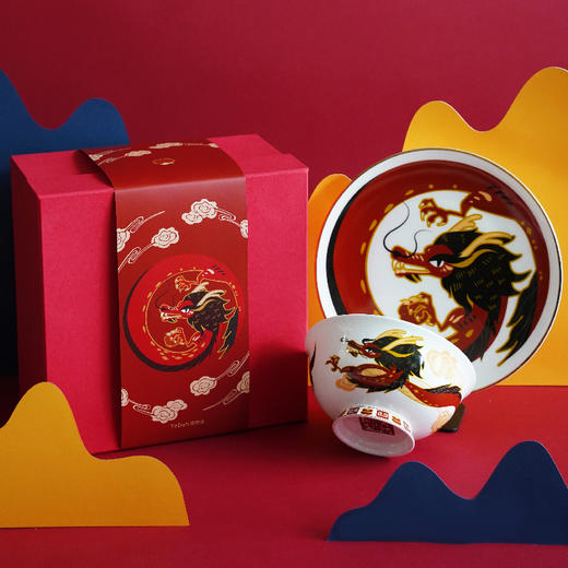 TaDah龙年国风骨瓷餐具餐盘餐碗礼盒春节拜年本命年礼 商品图1