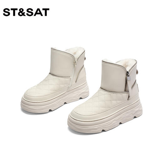 星期六时尚格纹拉链厚底雪地靴SS341181ND 商品图7