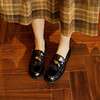 西遇英伦风乐福鞋女新款春季复古金币漆皮单鞋黑色平底小皮鞋D0046409/D0046410 商品缩略图0
