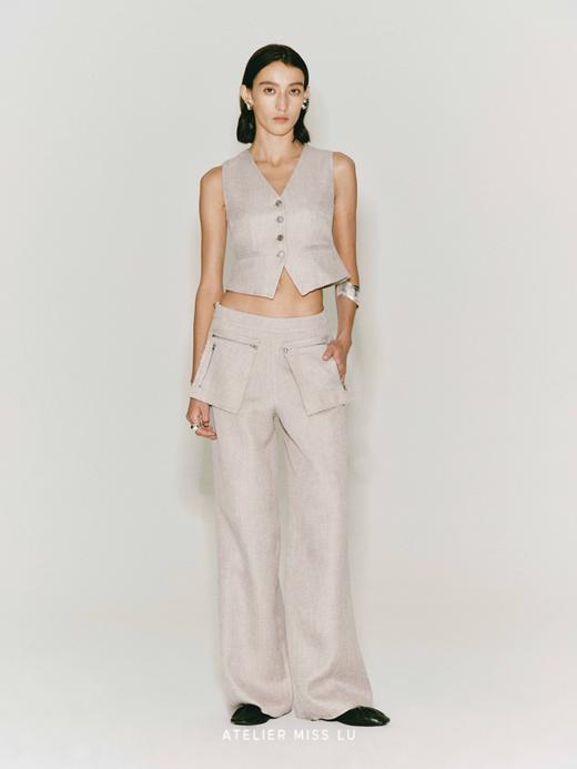 【细沙海岸】可拆卸拉链口袋阔腿长裤 商品图1