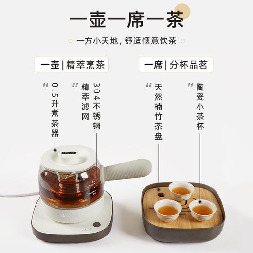 小熊（Bear）养生壶煮茶壶煮茶器 0.5L便携式烧水壶旅行家用蒸茶器花茶壶 ZCQ-A05S1 配茶具茶杯 商品图5