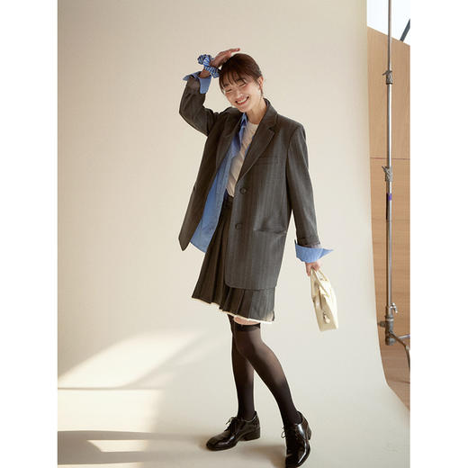 Even Vintage|知识分子风 纯手工刺绣西装外套流苏织带百褶裙套装 商品图2