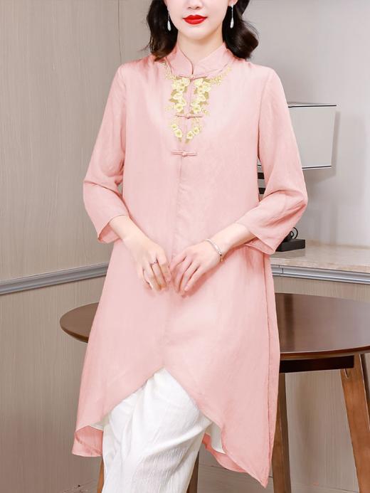 SMZ14139 2024春装改良旗袍汉服中式禅意女刺绣衬衣中国风中长款茶服上衣潮 商品图1