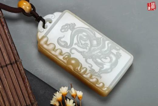 和田糖白玉【龙凤和鸣】吊坠 搭配精美编织挂绳 商品图2