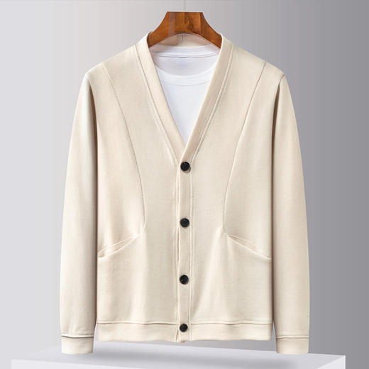 【灯芯绒】罗蒙时尚开衫外套男大V领针织衫男士外套百搭夹克男外套 商品图1