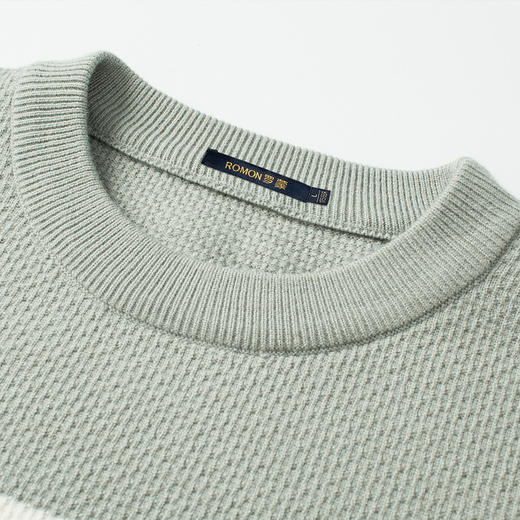 罗蒙秋冬时尚撞色男士毛衣舒适透气柔软毛衣男休闲潮流百搭基础针织衫男 商品图3