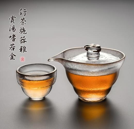 手工磨砂甩制玻璃树纹功夫茶具套装 商品图0