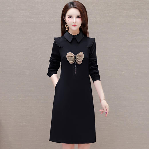 通勤时尚连衣裙，翻领修身洋气时髦大码A字裙QYM-KSY-YM2447-L 商品图1