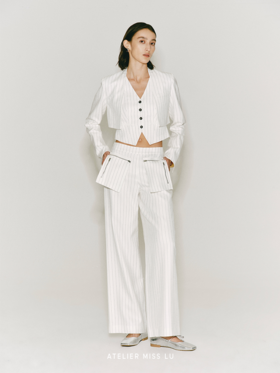 【风筝线条】可拆卸拉链口袋醋酸阔腿长裤