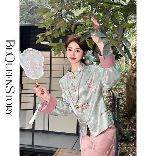 【大货孤品，不退不换】【素锦青衣】新中式重工浮雕提花高级感桑蚕丝国风外套 商品图0