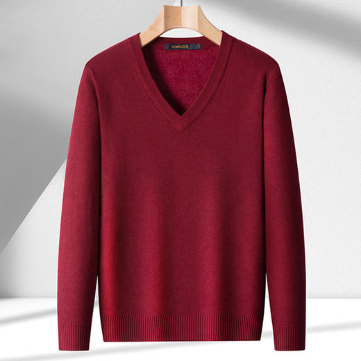 【一体绒】罗蒙加厚加绒针织衫男士毛衣百搭V领加绒毛衣男舒适毛衫男 商品图2