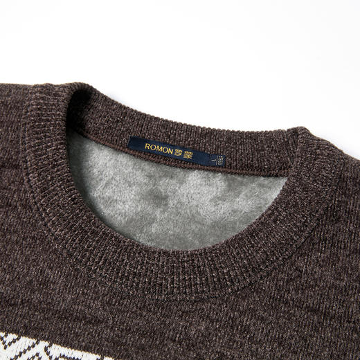 27DKLW0077【仿貂绒】罗蒙加厚加绒毛衣男横条撞色毛衣男毛衫加绒针织衫男士毛衣 商品图5