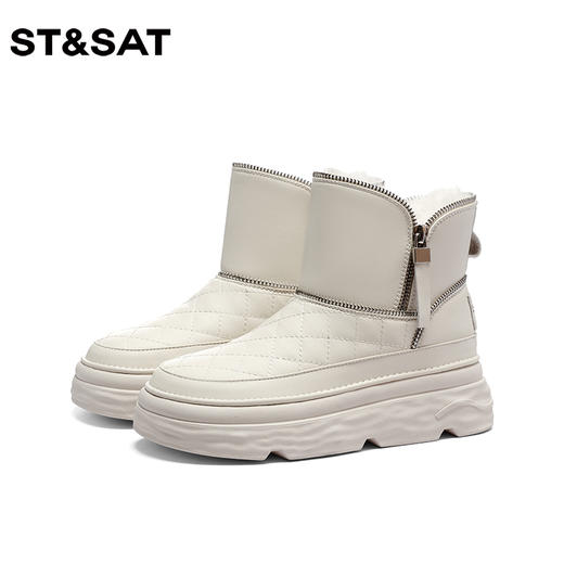 星期六时尚格纹拉链厚底雪地靴SS341181ND 商品图4