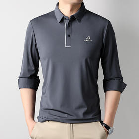 【高弹】【新款DDA】大依优型大码长袖Polo衫翻领加肥加大肥佬休闲商务宽松透气上衣打底弹力