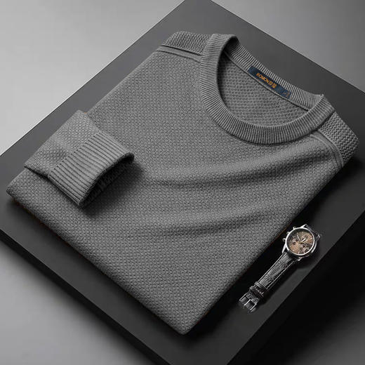 【加厚含羊毛】罗蒙秋冬菠萝提花毛衣男保暖针织衫男舒适打底衫男士毛衣男 商品图4