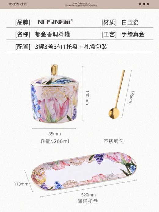 诺轩郁金香轻奢陶瓷调料罐四件套 商品图3