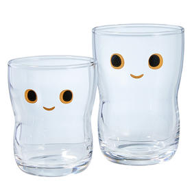 日本原装Aderia笑脸水杯套装石塚硝子饮料杯玻璃杯（一大一小）
