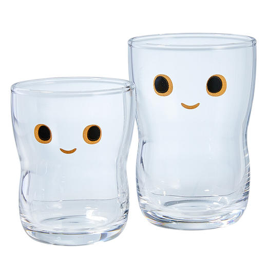 日本原装Aderia笑脸水杯套装石塚硝子饮料杯玻璃杯（一大一小） 商品图0