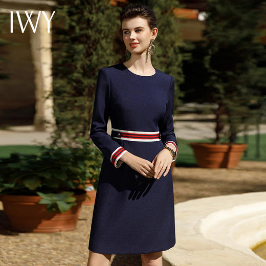 IWY/小香风藏青色西装裙女新款职业连衣裙气质通勤工装裙Q1047 商品图0