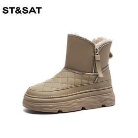 星期六时尚格纹拉链厚底雪地靴SS341181ND