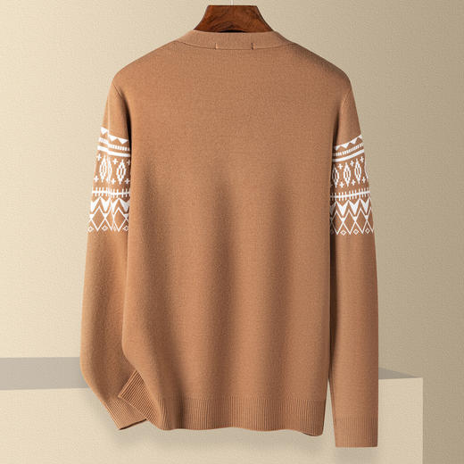 【民族风】罗蒙复古风撞色提花针织开衫男秋冬针织衫男士毛衣男外套男 商品图3