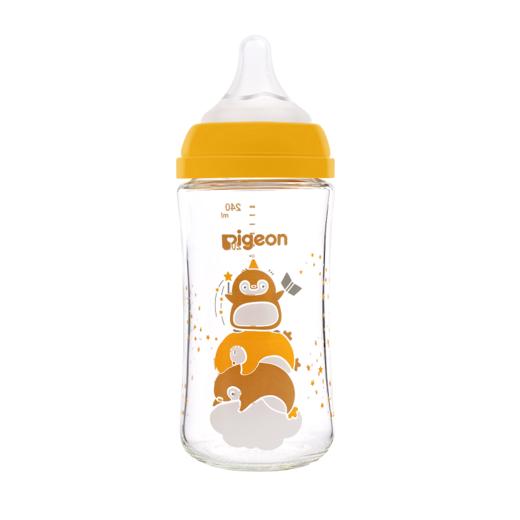 贝亲自然实感III宽口径彩绘玻璃奶瓶/AA244（企鹅冒险，S号奶嘴）160mL/AA245（魔法派对，M奶嘴)240mL/AA246（一起钓鱼，L号奶嘴)240mL 商品图3