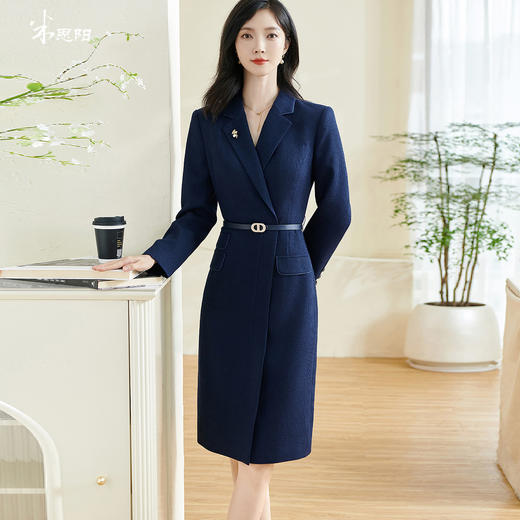 精纺华夫格提花面料 深秋加厚西装裙 黄金腰比剪裁 米思阳2026春季新款气质温柔风连衣裙粉色收腰裙子0007 商品图0