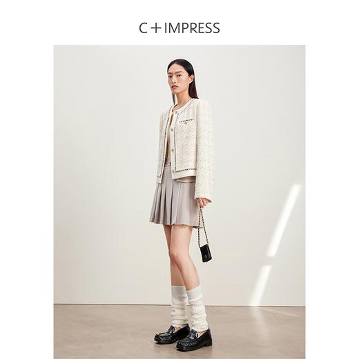 西嘉C+IMPRESS/西嘉千金玛德琳小香风外套女短款羊毛花呢拼接醋酸上衣WT2401029 商品图2