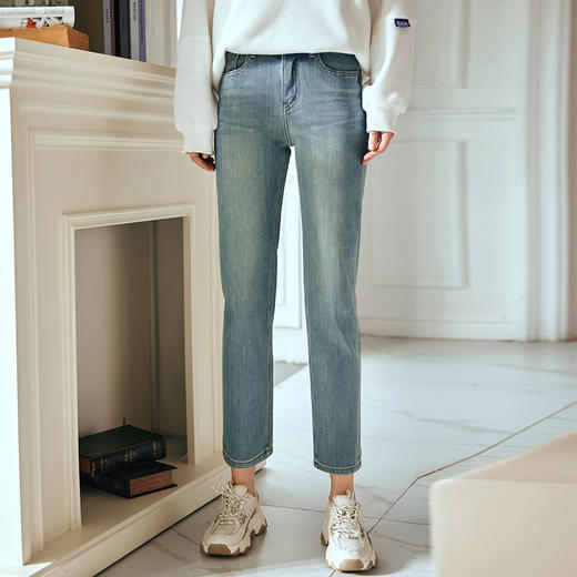 OLrain欧芮儿休闲牛仔裤女早春2024年新款水洗蓝通勤百搭九分裤子 商品图3