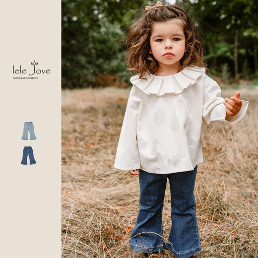 【云优选】LELEJOVE北欧风春季新款女童牛仔裤微喇软牛仔裤经典复古百搭长裤裤子 商品图0