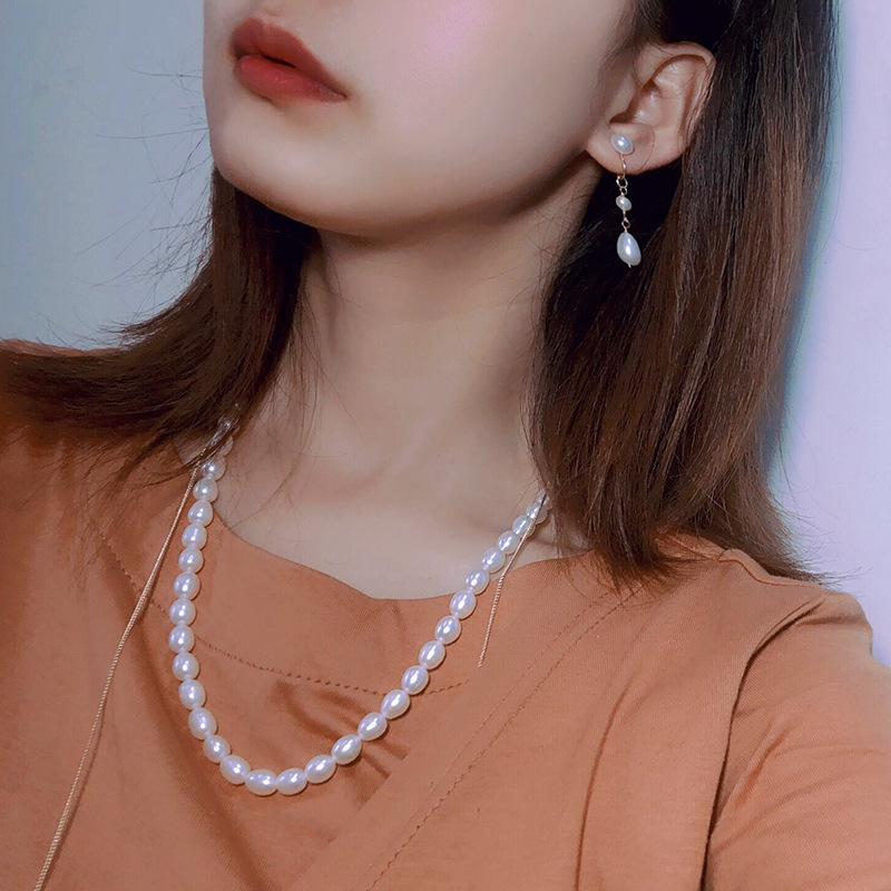 天然淡水珍珠耳环 ins两戴小众长款s925银针强