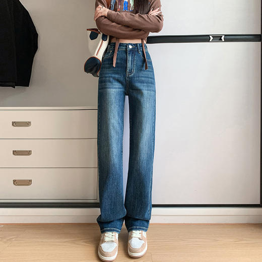 早春新款【直筒裤牛女仔裤女 修身百搭】弹力显瘦 烟管时尚小裤腿裤 商品图6