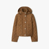 BURBERRY 巴宝莉 女士及腰短款绗缝尼龙连帽棉服 棕色 8077663 A8739 商品缩略图0