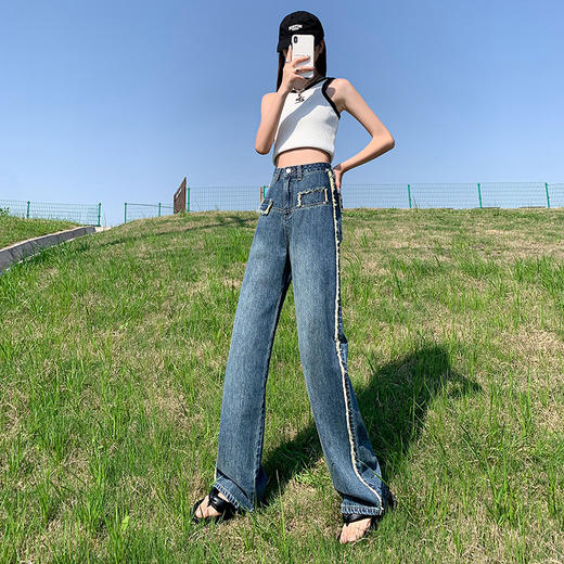 春季新款【柔纱软 直筒牛仔裤女 个性设计】九分垂感 百搭时尚 小个子裤 商品图2