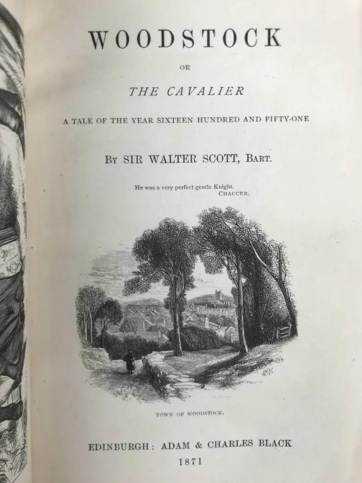 1871年 司各特《伍德斯托克》 卷首配版画插图 真皮精装32开 商品图3