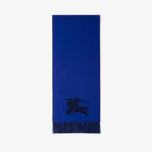 BURBERRY 巴宝莉 男女通用双面两用马术骑士徽标羊绒围巾 蓝色 8078785 B7320 商品图1