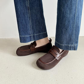 舒适百搭，巨软~里外全皮文艺牛翻奶奶鞋XDD-2376