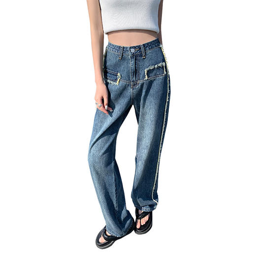 春季新款【柔纱软 直筒牛仔裤女 个性设计】九分垂感 百搭时尚 小个子裤 商品图4