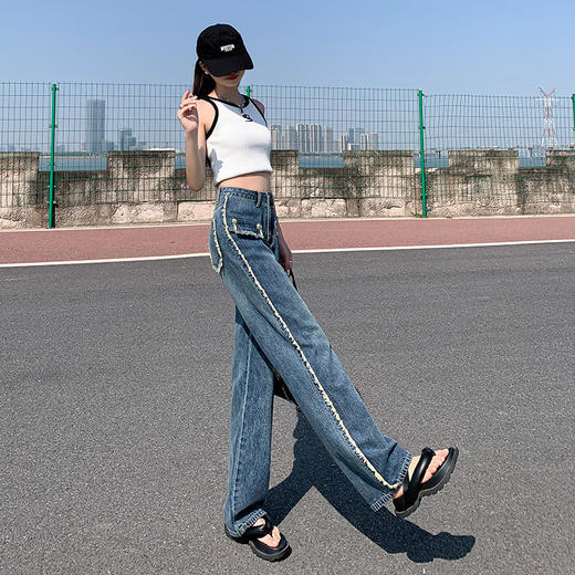 春季新款【柔纱软 直筒牛仔裤女 个性设计】九分垂感 百搭时尚 小个子裤 商品图0