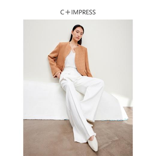 西嘉C+IMPRESS/西嘉羊毛粗花呢千金小香风外套女小个子弧形门襟肌理感WT2401035 商品图2