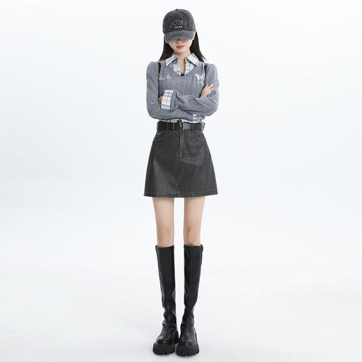 2025新款【美拉德多色皮裙 半身裙女装】小个子 显瘦高腰 a字裙包臀短裙 商品图5