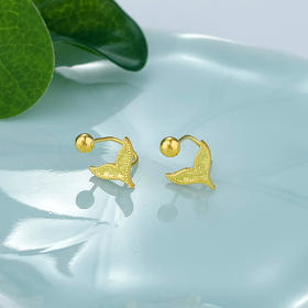 【限时克减150元】足金999 5G黄金鱼鳞鱼尾圆珠U形耳钉(AG5GES00099)（预售产品下单后不退款不退货不换货不补差价）（预售产品下单后不退款不退货不换货不补差价）