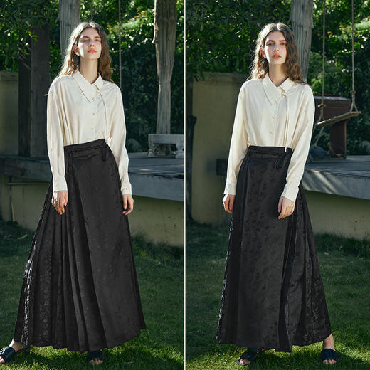 OLrain欧芮儿新中式杏色衬衫女早春2024年新款设计感提花高级上衣 商品图4