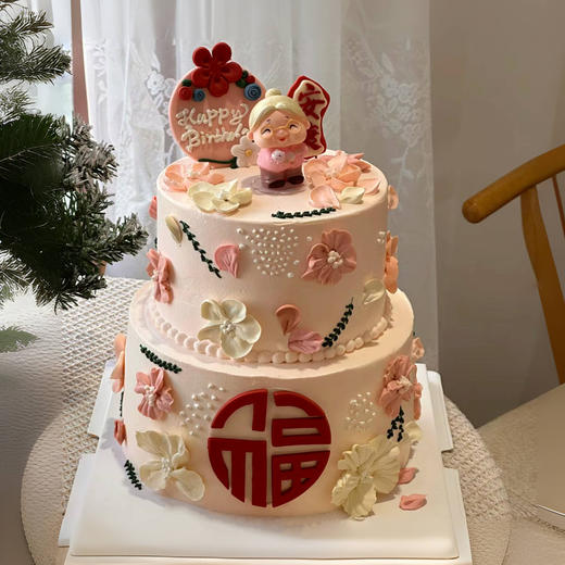 福寿安康双层祝寿蛋糕（百分百进口动物奶油） 商品图0